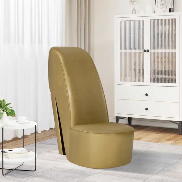 vidaXL Stol v obliki visoke pete zlato umetno usnje