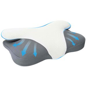 vidaXL Vzglavnik za vrat Bela Spominska pena 57 x 36 x 13 cm