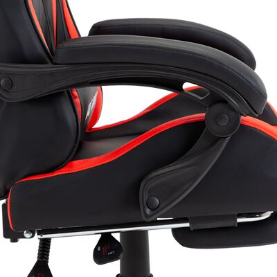 vidaXL Racing stol z oporo za noge rdeče in črno umetno usnje