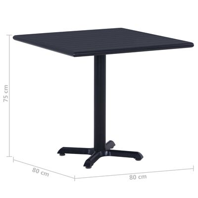vidaXL Vrtna miza črna 80x80x75 cm