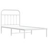 vidaXL Kovinski posteljni okvir z vzglavjem bel 90x190 cm