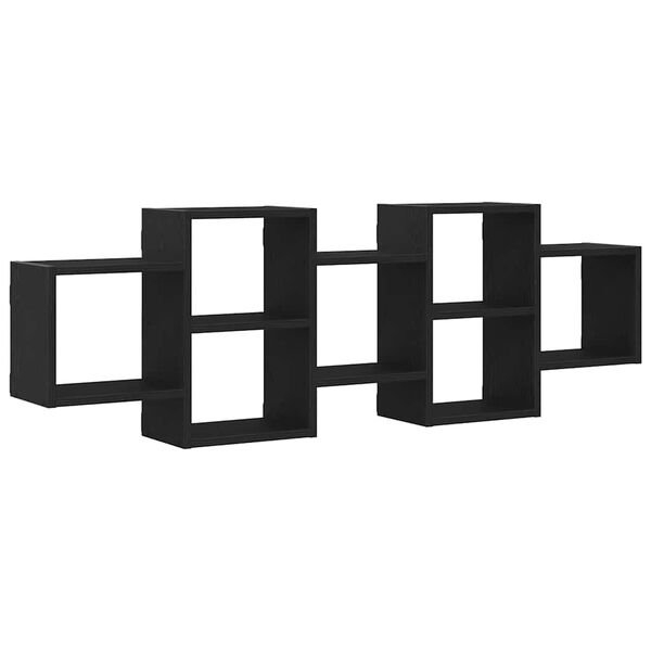 vidaXL Stenska polica črna hrast 129x18x42 cm inženirski les