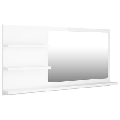 vidaXL Kopalniško ogledalo visok sijaj belo 90x10,5x45 cm iverna pl.
