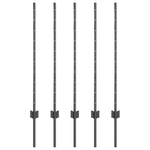 vidaXL Steber ograje. 5 pcs Siva 100 cm Jeklo