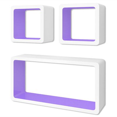 vidaXL Stenske police v obliki kocke 6 kosov bele in vijolične
