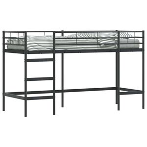 vidaXL Postelja z loft tipom za otroke Črna 75 x 190 cm Jeklo