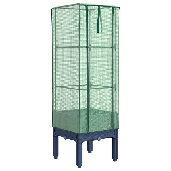 vidaXL Visoka greda s prevleko za rastlinjak videz ratana 40x40x140 cm