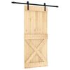 vidaXL Drsna vrata Naravna in črna 90 x 210 cm Masiven borov les