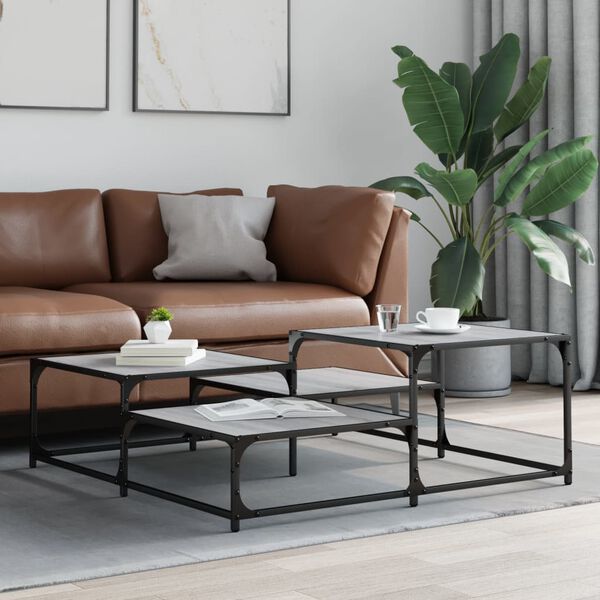 vidaXL Klubska mizica siva sonoma 107x107x40 cm inženirski les