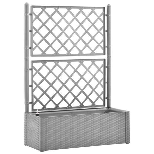 vidaXL Vrtna visoka greda z mrežo in zalivalnim sistemom siva