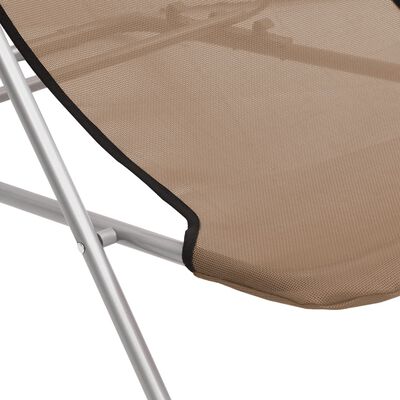 vidaXL Zložljiv stol za plažo 2 kosa taupe textilene in jeklo