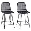 vidaXL Barski stol 2 kos Črna 44 x 54 x 96 cm Rattan in jeklo