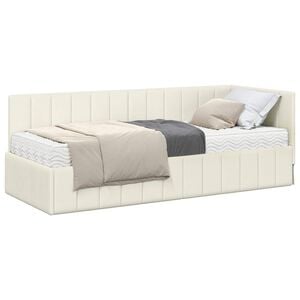 vidaXL Kotni okvir postelje z matrico 2 kos krema 80 x 200 cm Žamet