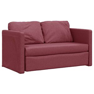vidaXL Talni raztegljiv kavč 2 v 1 vinsko rdeča 112x174x55 cm blago