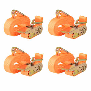 vidaXL Tovorni vezni trak 4 kosi 0,4 tone 6mx25mm oranžne barve