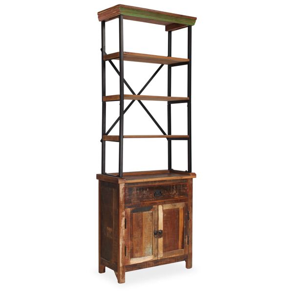 vidaXL Komoda s policami iz trdnega predelanega lesa 65x30x180 cm