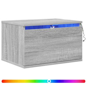 vidaXL Nočna stenska omarica z LED lučkami siva sonoma