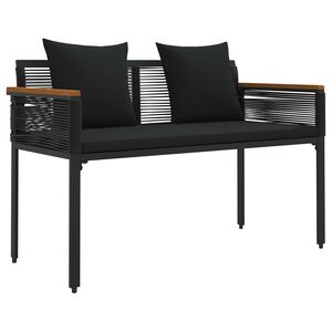 vidaXL Zunanja klop 2 -Seater 117 x 54 x 74.5 cm poli ratan Črna