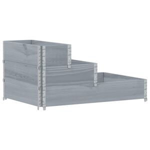 vidaXL Visoka greda 3-nadstropna siva 120x80 cm trdna borovina