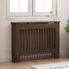 vidaXL Pokrov radiatorja Rjav hrast 112 x 19 x 81,5 cm Konstruiran les