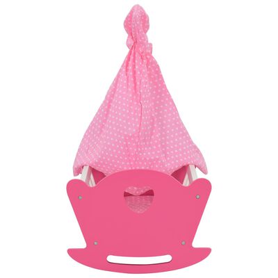 vidaXL Posteljica za dojenčka igrača s streho MDF 50x34x60 cm roza