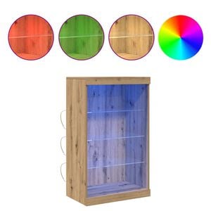 vidaXL LED bočni predalnik z LED lučmi Umetni hrast 60,5 x 37 x 100 cm