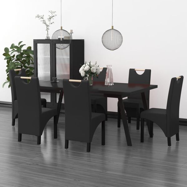 vidaXL Jedilni stoli 6 kosov črno umetno usnje