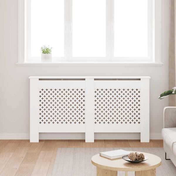 vidaXL Pokrov za radiator bel 152x19x81,5 cm MDF