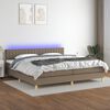 vidaXL Box spring postelja z vzmetnico LED taupe 200x200 cm blago