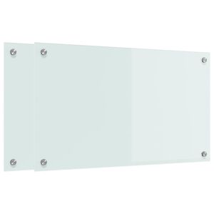 vidaXL Kuhinjski panel 2 kos Bela 70 x 40 cm kaljeno steklo