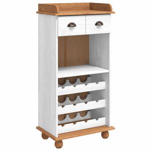 vidaXL Omara za vino ASKIM Bela z medenim vrhom 57 x 37 x 114 cm