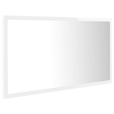 vidaXL LED kopalniško ogledalo visok sijaj belo 80x8,5x37 cm akril