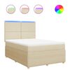 vidaXL Box spring postelja z vzmetnico krem 140x190 cm blago