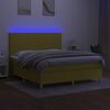 vidaXL Box spring postelja z vzmetnico LED zelena 160x200 cm blago