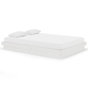 vidaXL Posteljni okvir bel iz trdnega lesa 140x200 cm
