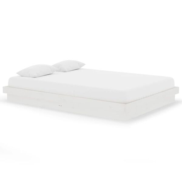vidaXL Posteljni okvir bel iz trdnega lesa 140x200 cm