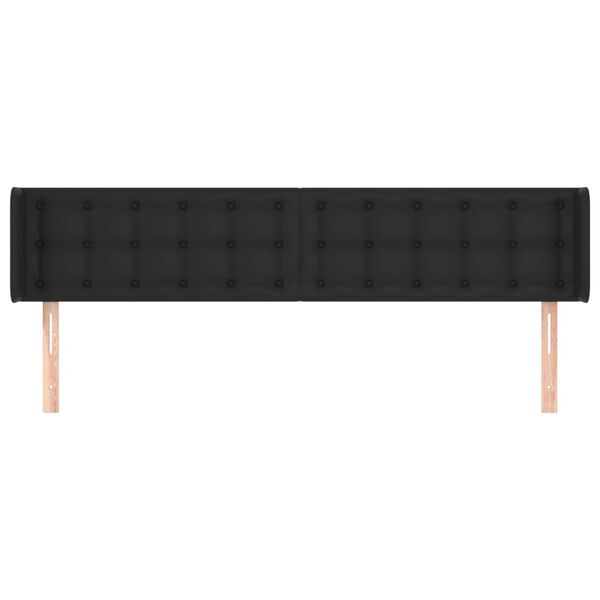 vidaXL Vzglavje z u&scaron;esi črno 203x16x78/88 cm umetno usnje