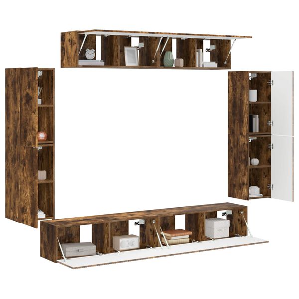 vidaXL TV omarica 8 pcs Dimljeni oreh