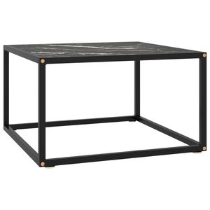 vidaXL Klubska mizica črna s črnim marmornim steklom 60x60x35 cm