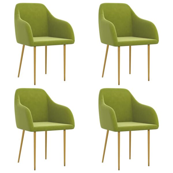 vidaXL Jedilni stoli 4 kosi svetlo zelen žamet