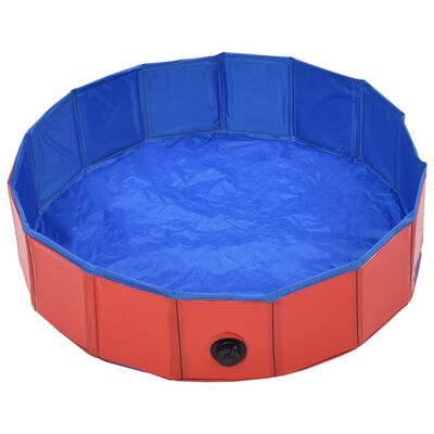 vidaXL Zložljiv bazen za pse rdeč 80x20 cm PVC