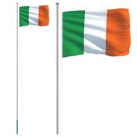 vidaXL Zastava Irske in drog 6,23 m aluminij