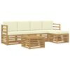 vidaXL Zunanja garnitura za sedenje 6 pcs Bela in krem 59 x 59 x 37 cm