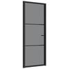 vidaXL Notranja vrata 83x201,5 cm črno ESG steklo in aluminij
