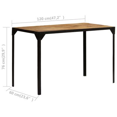 vidaXL Jedilna miza trden mangov les in jeklo 120 cm