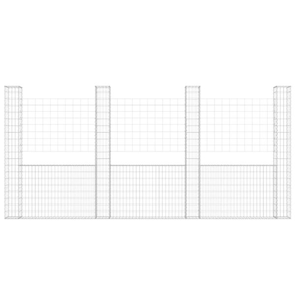 vidaXL Gabion košara U-oblike s 4 stebri železo 380x20x200 cm