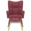 vidaXL Gugalni stols stolčkom za noge vinsko rdeče blago