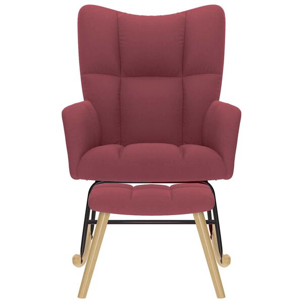 vidaXL Gugalni stols stolčkom za noge vinsko rdeče blago
