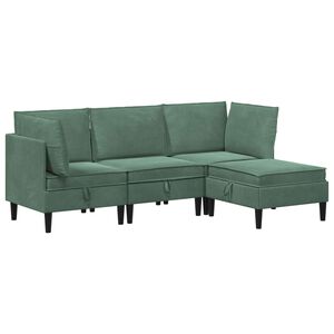 vidaXL Komplet pohi&scaron;tva za dnevno sobo 4 pcs Morsko zelena Žamet