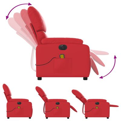 vidaXL Električni masažni naslanjač rdeče umetno usnje